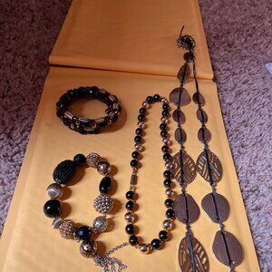 Jewelry set in browns and golds